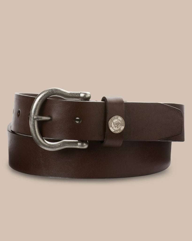 Southern Tide Men's Classic Leather Shackle Belt - Dark Brown
