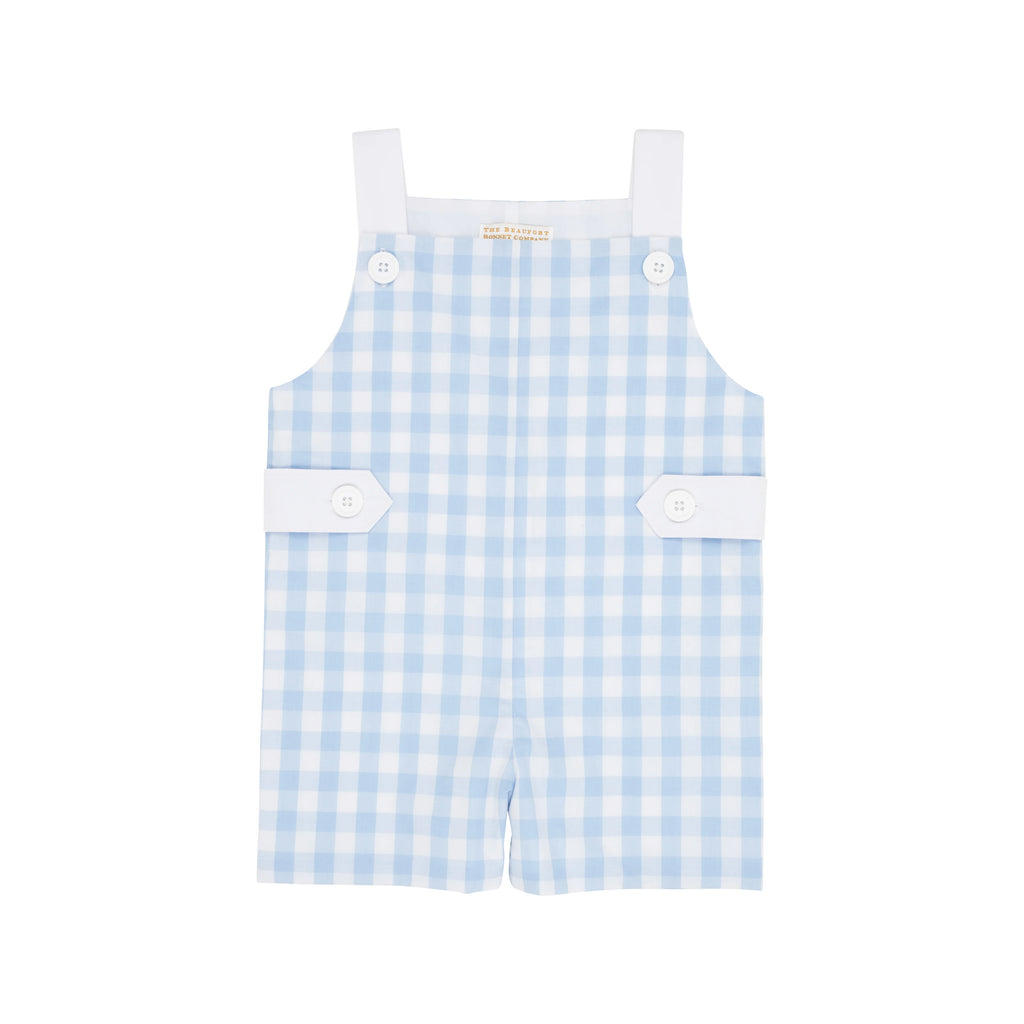 The Beaufort Bonnet Company Infant's Teddy's Tab Jon Jon - Beale Street Blue Check With Worth Avenue White