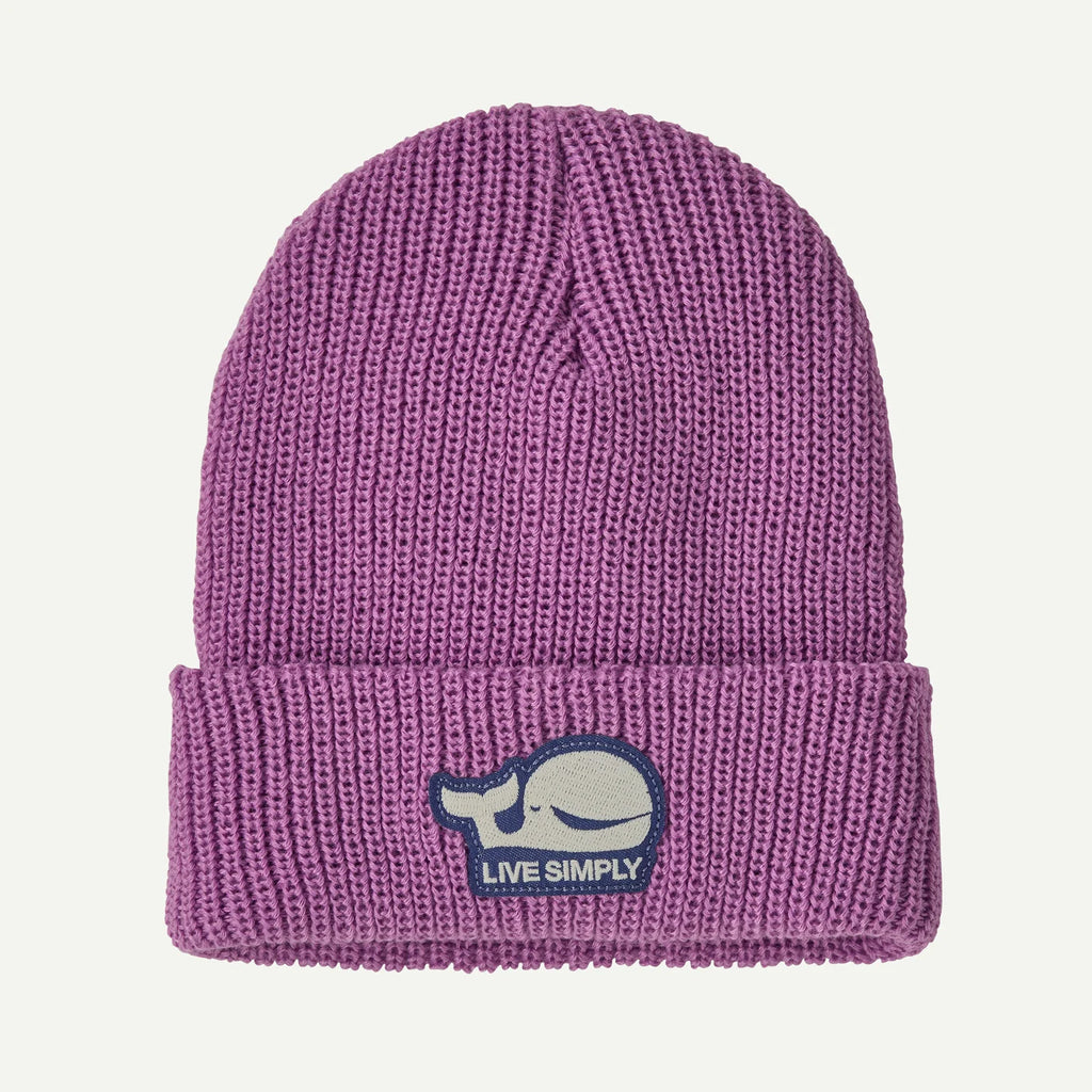 Patagonia Baby Logo Beanie - Live Simply Whale Patch: Brisk Purple