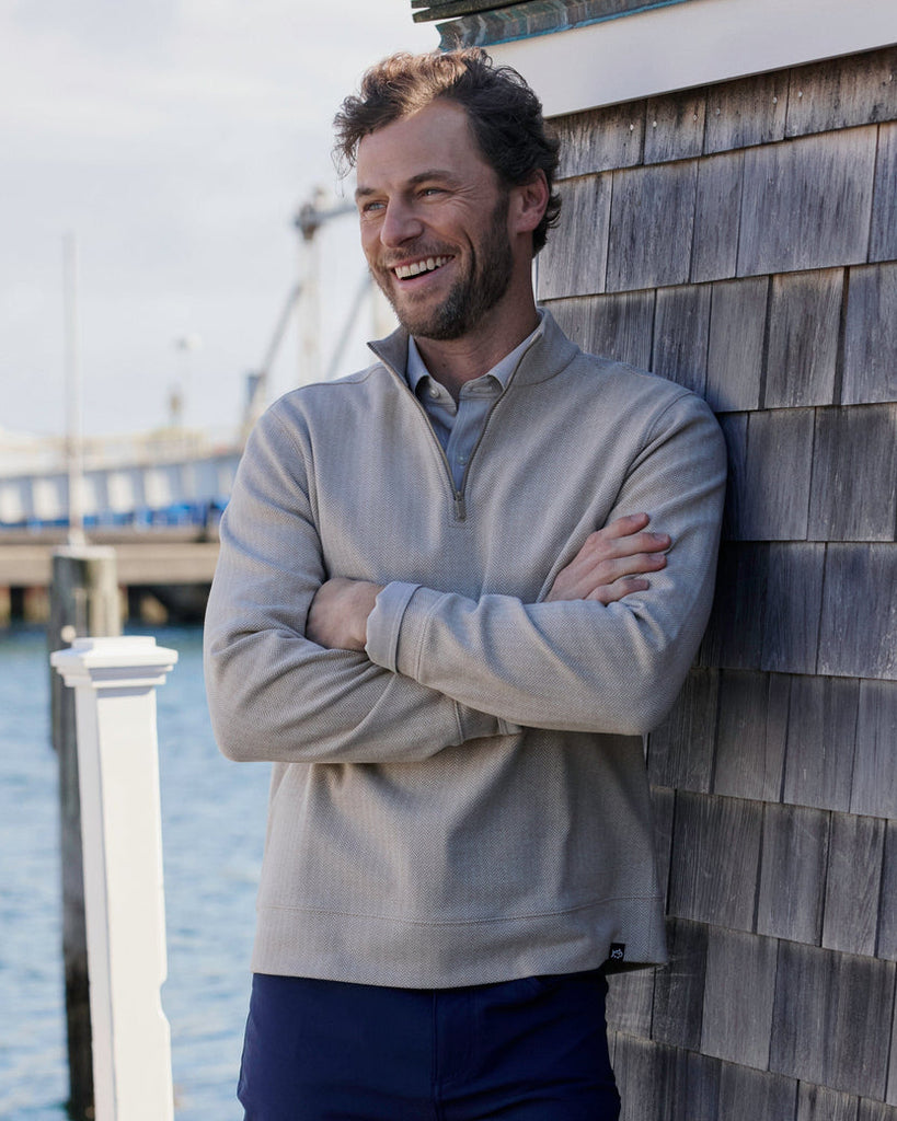 Southern Tide Men's Adler Lane Quarter Zip - Sandstone Khaki