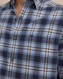Southern Tide Men's Ashborough Plaid Brushed Twill Sport Shirt - Heather Dress Blue