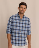 Southern Tide Men's Ashborough Plaid Brushed Twill Sport Shirt - Heather Dress Blue