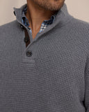 Southern Tide Men's Bass Creek Quarter Button Pullover - Heather Anchor Grey