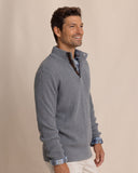Southern Tide Men's Bass Creek Quarter Button Pullover - Heather Anchor Grey
