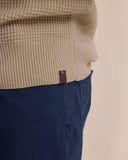 Southern Tide Men's Bass Creek Quarter Button Pullover - Heather Sandstone Khaki