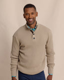 Southern Tide Men's Bass Creek Quarter Button Pullover - Heather Sandstone Khaki