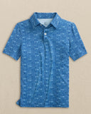 Southern Tide Boys Driver Nautical Flags Printed Performance Polo - Nautical Blue