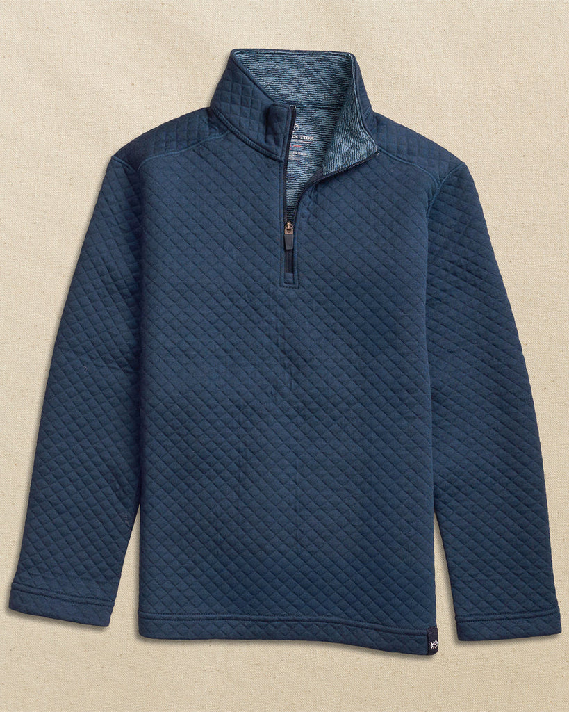 Southern Tide Boys Oak Island Quarter Zip - Dress Blue