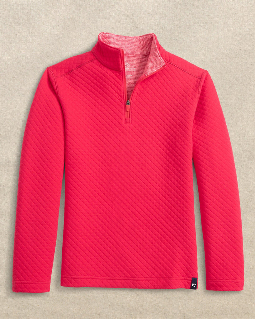 Southern Tide Boys Oak Island Quarter Zip - Grenadine Red