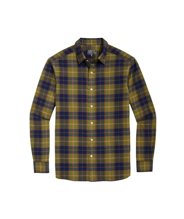 Vineyard Vines Men's On-The-Go Brushed Twill Plaid Shirt - Camp Olive PLD