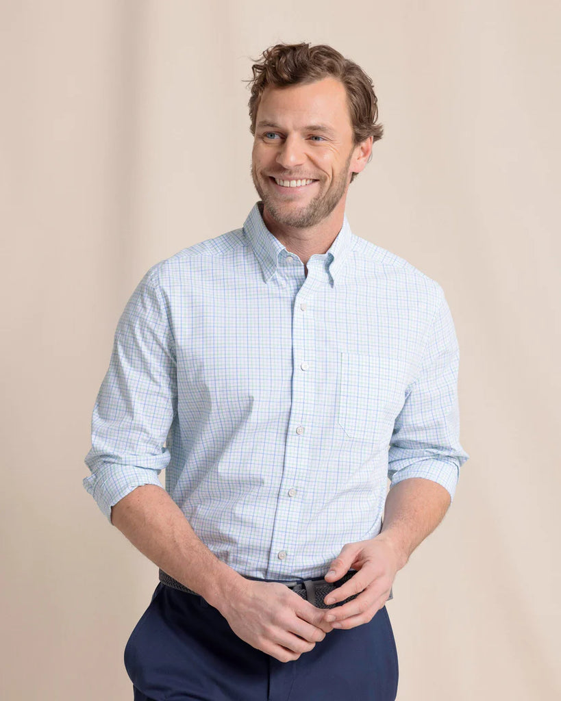 Southern Tide Men's Charleston Broughton Plaid Sport Shirt - Jade Green