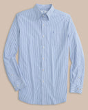 Southern Tide Men's Charleston Granby Stripe Long Sleeve Sport Shirt - Cobalt Blue