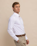 Southern Tide Men's Charleston Overbrook Solid Long Sleeve Sport Shirt - White