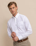 Southern Tide Men's Charleston Overbrook Solid Long Sleeve Sport Shirt - White