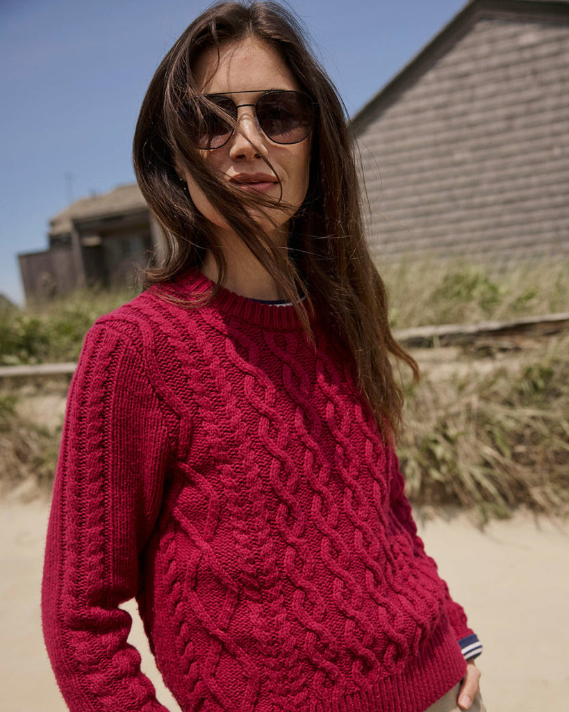 Southern Tide Women's Connie Cable Knit Sweater - Carolina Plum