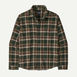 Patagonia Men's Long-Sleeved Lightweight Fjord Flannel Shirt - Cozy Cabin: Treeline Green