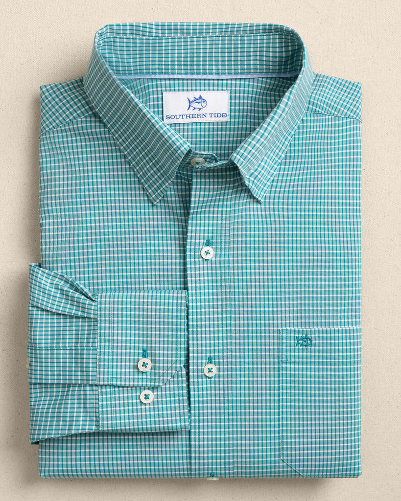 Southern Tide Men's Crofton Plaid Charleston Sport Shirt - Spruce Shade