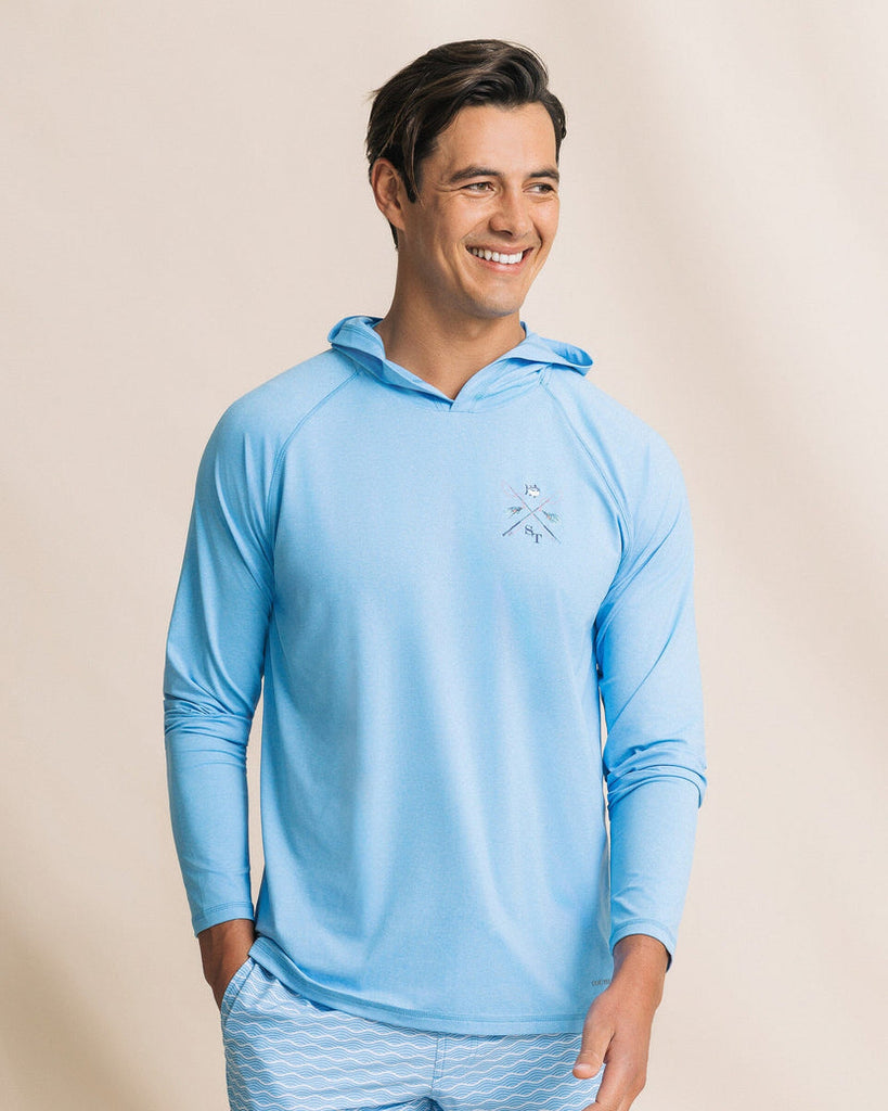 Southern Tide Men's Crossed Lines Coastal Breeze® Performance Hoodie - Ocean Channel