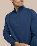 Southern TIde Men's Cruiser Heather Quarter Zip Pullover - Heather Dress Blue