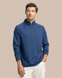 Southern TIde Men's Cruiser Heather Quarter Zip Pullover - Heather Dress Blue