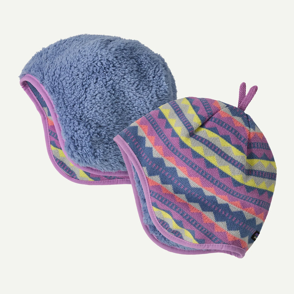 Patagonia Baby Reversible Beanie - Diamond Stripe: Brisk Purple