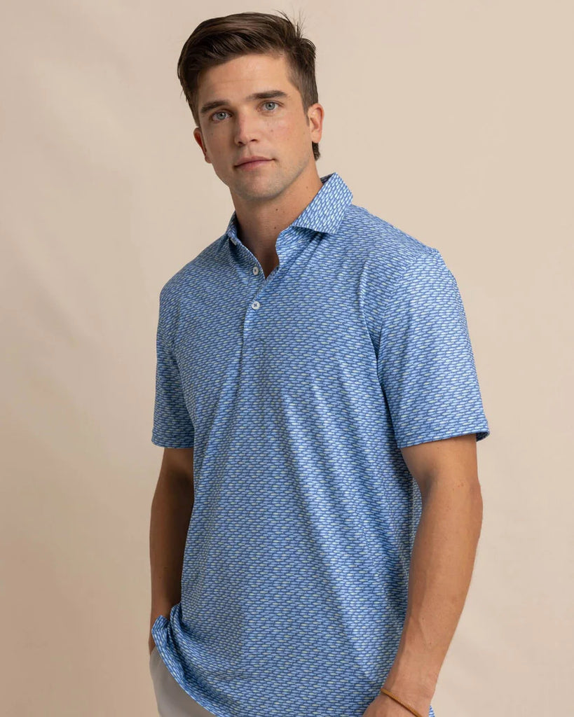 Southern Tide Men's Driver Casual Water Printed Polo - Coronet Blue