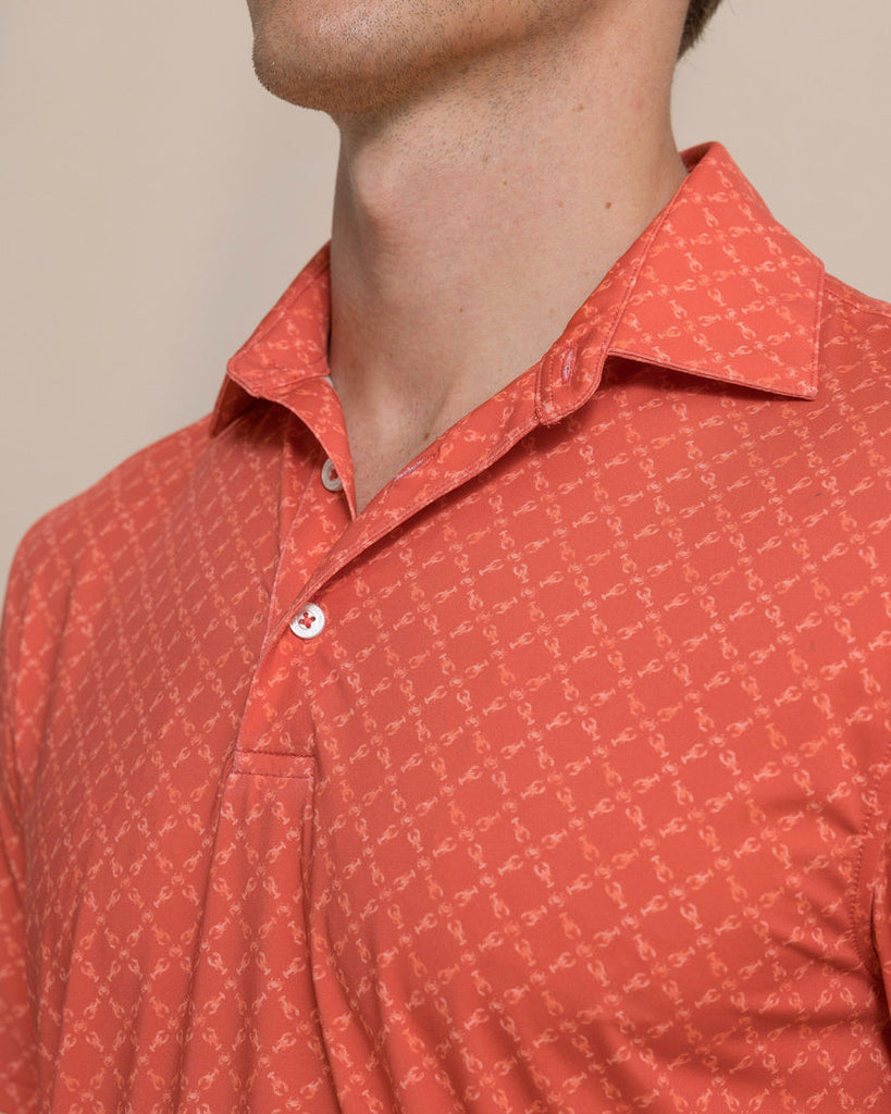 Southern Tide Men's Driver Lobster Printed Polo - Burnt Sienna