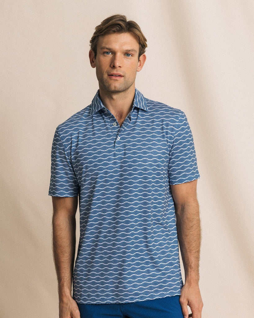 Southern Tide Men's Driver Ocean Echo Printed Polo - Nautical Blue