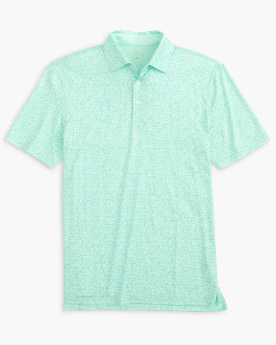 Southern Tide Men's Driver Over Clubbing Print Performance Polo Shirt - Baltic Teal