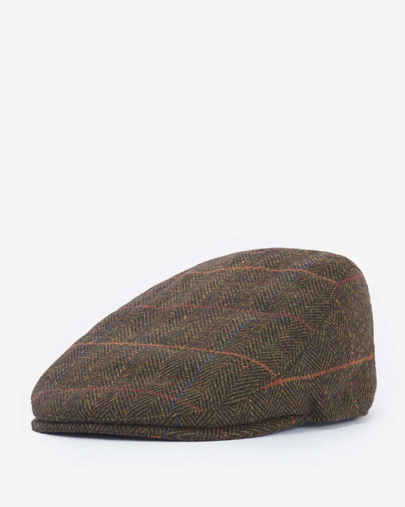 Barbour Cheviot Flat Cap - Olive Herringbone