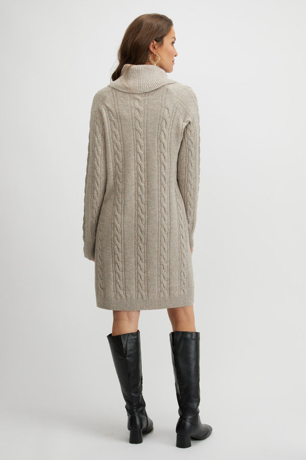 Emproved Cable Knit Sweater Dress - Oat | Krizia Martin Emproved Cable Knit Sweater Dress - Oat | Krizia Martin
