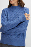 Emproved Quilted Knit Sweater - Blueberry