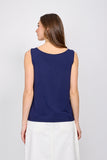 Emproved Women's Sleeveless Double Scoop Neck Tank Top - Navy