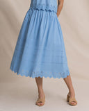 Southern Tide Gigi Eyelet Midi Skirt - Ocean Channel