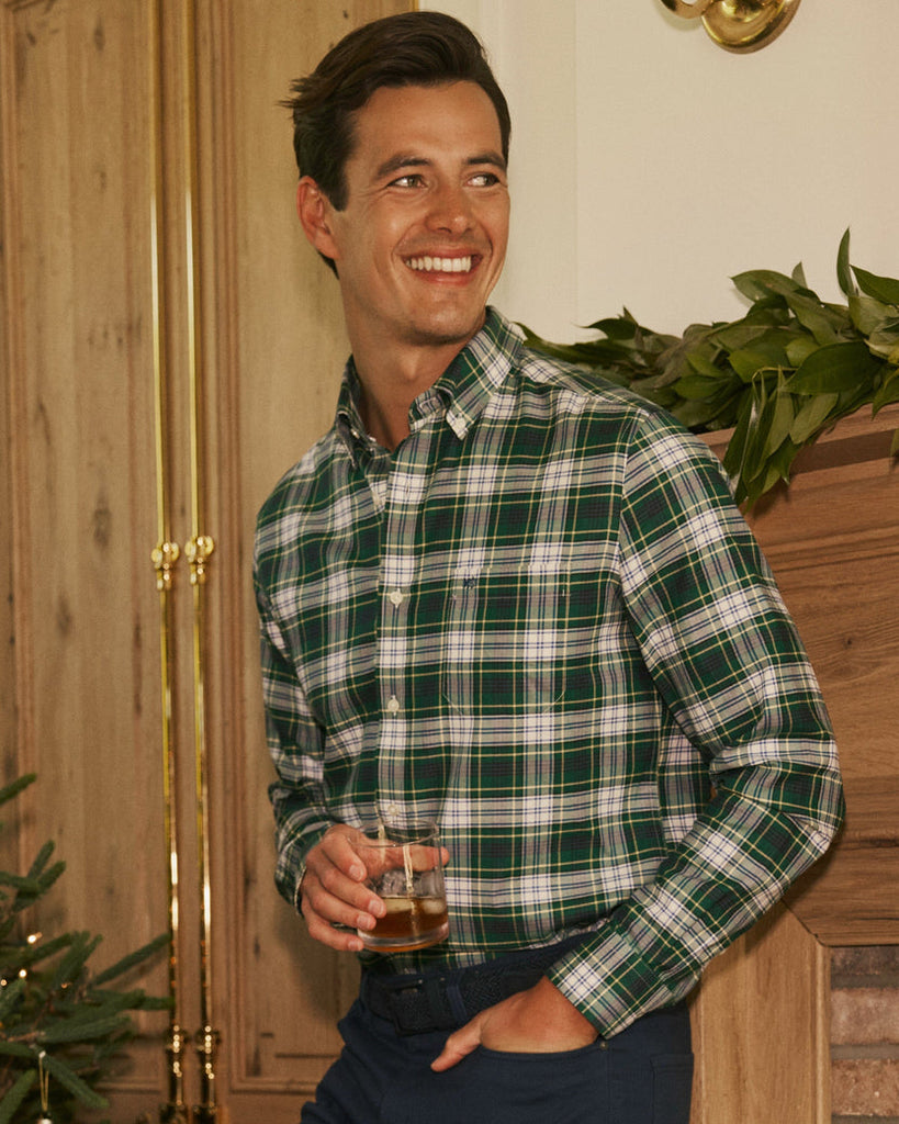 Southern Tide Men's LS Charleston Gordon Tartan Sportshirt - Salt Meadow