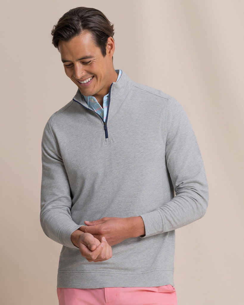 Southern Tide Men's Gulf View Heather Quarter Zip - Heather Steel