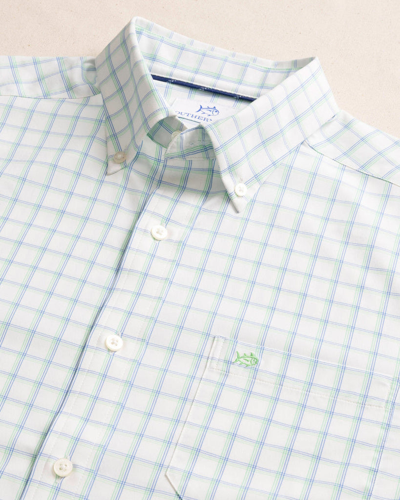 Southern Tide Men's Habersham Plaid Intercoastal Long Sleeve Sport Shirt - Jade Green