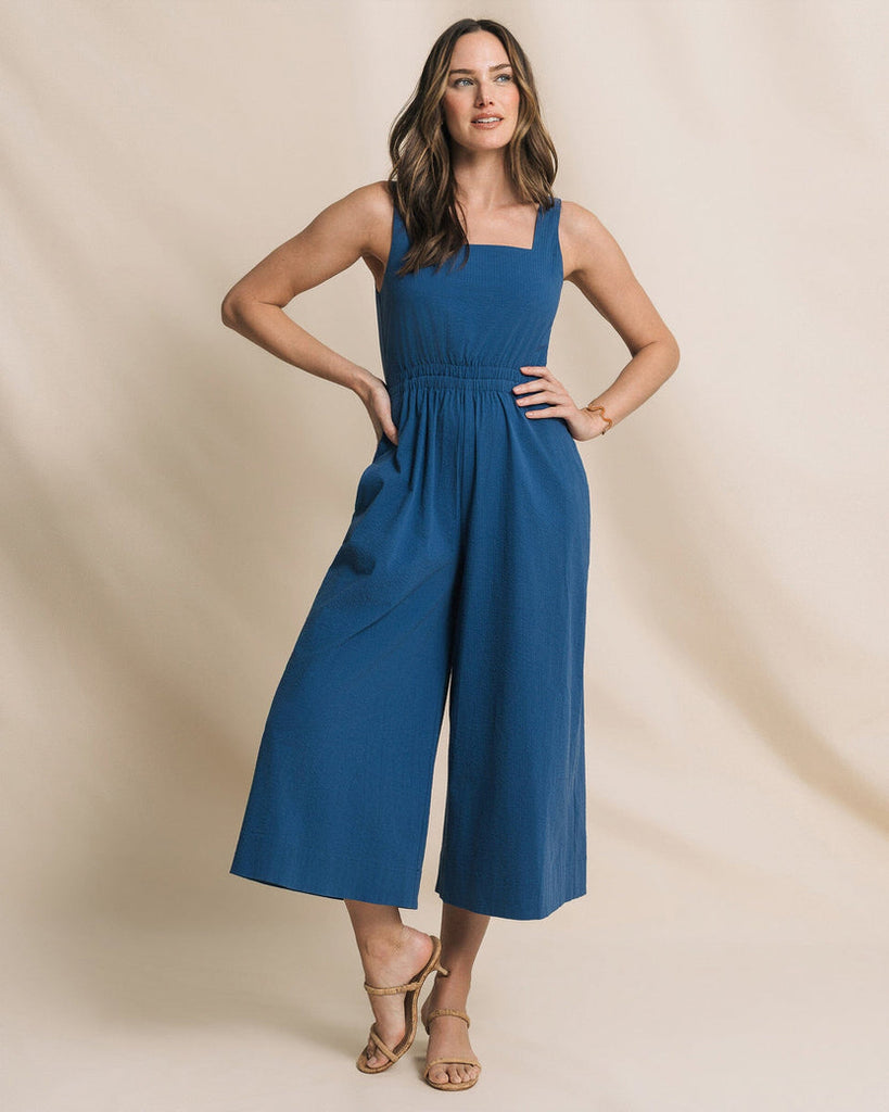 Southern Tide Women's Jill Seersucker Jumpsuit - Nautical Blue