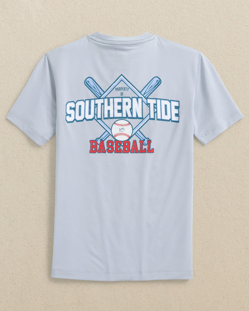 Southern Tide Boy's/Kids Baseball Diamond Short Sleeve Performance T-Shirt - Slate Grey