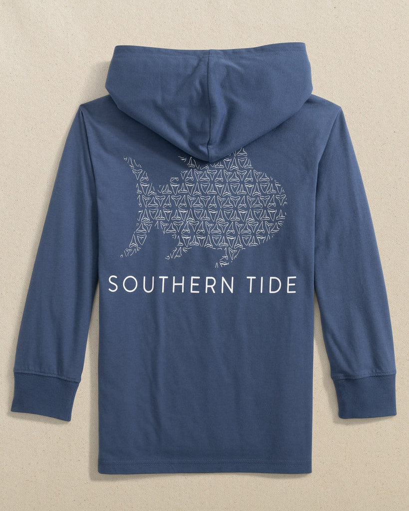 Southern Tide Kids Shark Tooth Skipjack Fashion Hoodie T-Shirt - Light Indigo