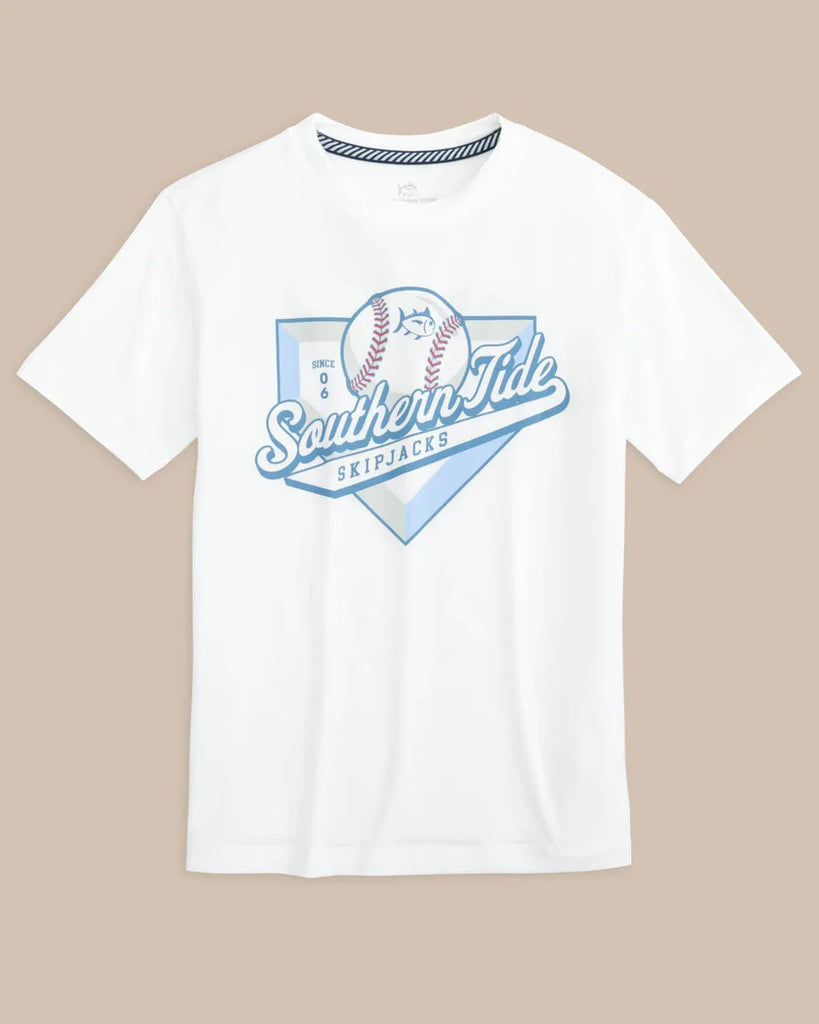Southern Tide Boy's Skipjacks Baseball Performance Short Sleeve T-Shirt - Classic White