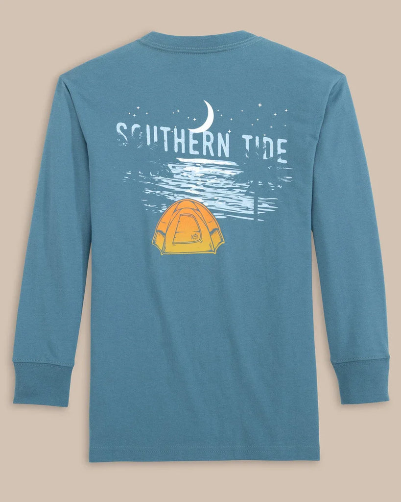 Southern Tide Kids Coastal Camping Long Sleeve T-Shirt - Sea Blue