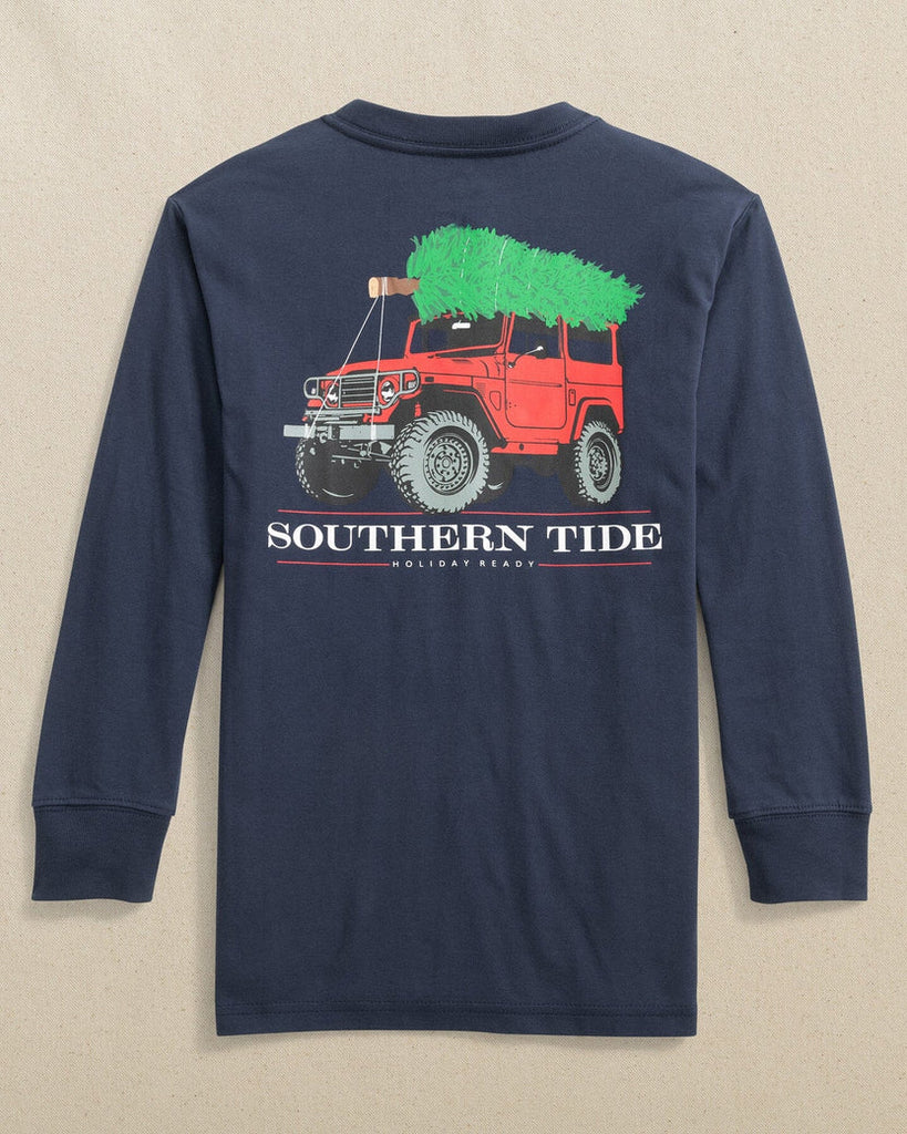 Southern Tide Kids Jeepmas Long Sleeve T-Shirt - Dress Blue
