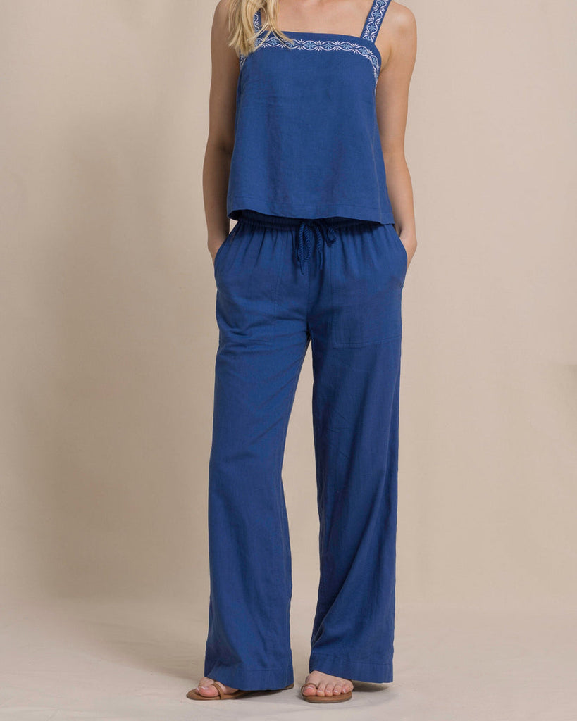 Southern Tide Women's Laken Wide Leg Pant - Nautical Blue