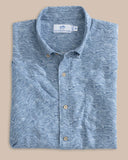 Southern Tide Men's Linen Rayon The Whaler Short Sleeve Sport Shirt - Coronet Blue
