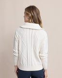 Southern Tide Women's Marta Cable Knit Quarter Zip Sweater - Sand White