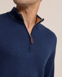 Southern Tide Men's Oakatie Heather Quarter Zip Sweater - Heather Dress Blue