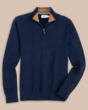 Southern Tide Men's Oakatie Heather Quarter Zip Sweater - Heather Dress Blue