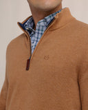 Southern Tide Men's Oakatie Heather Quarter Zip Sweater - Heather Hazelnut Khaki