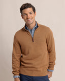 Southern Tide Men's Oakatie Heather Quarter Zip Sweater - Heather Hazelnut Khaki